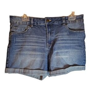 D.Jeans Womens Medium Wash Cuffed Denim Shorts Size 10 Repreve Stretch Blue